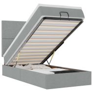 Османска легло с матрак, светлосиво, 90x190 см, плат