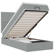 Османска легло с матрак, светлосиво, 100x200 см, плат