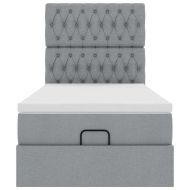 Османска легло с матрак, светлосиво, 90x190 см, плат