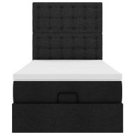 Османска легло с матрак, черно, 100x200 см, плат