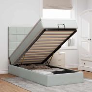 Османска легло с матраци, светлосиво, 90x200 см, кадифе