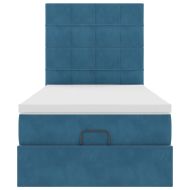 Османска легло с матраци, тъмносиньо, 90x200 см, кадифе