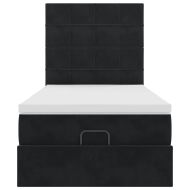 Османска легло с матраци, черно, 100x200 см, кадифе