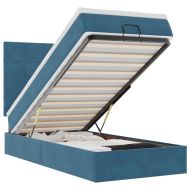 Османска легло с матраци, тъмносиньо, 100x200 см, кадифе