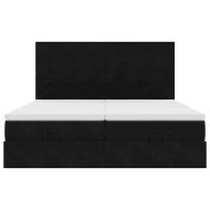 Османска легло с матраци, черно, 160x200 см, кадифе