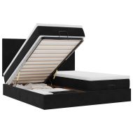 Османска легло с матраци, черно, 180x200 см, кадифе