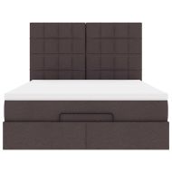 Османска легло с матрак и LED, тъмнокафяво, 140x200 см, плат