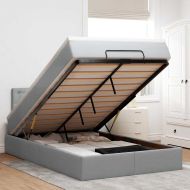 Османска легло с матрак, светлосиво, 120x200 см, плат