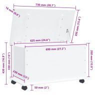 Сандък за съхранение с колелца бял ALTA 73x39,5x43 см бор масив