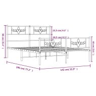 Метална рамка за легло с горна и долна табла, бяла, 135x190 см