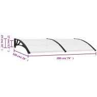 Навес за врата черен 200x100 см PC