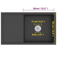 Ръчно изработена кухненска мивка, черна, неръждаема стомана