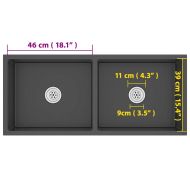 Ръчно изработена кухненска мивка, черна, неръждаема стомана