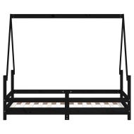 Рамка за детско легло черна 80x160 см масивно борово дърво