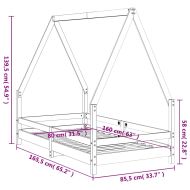 Рамка за детско легло черна 80x160 см масивно борово дърво