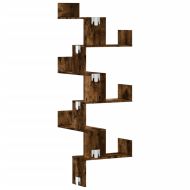 Стенен ъглов рафт опушен дъб 45x45x147 см инженерно дърво