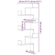 Стенен ъглов рафт опушен дъб 45x45x147 см инженерно дърво