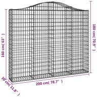 Габионни кошници арка 2 бр 200x30x160/180 см поцинковано желязо