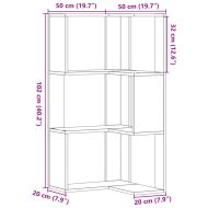 Ъглова етажерка 3 нива сив сонома 50x50x102 см инженерно дърво