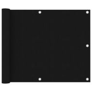 Балконски параван, черен, 75x600 см, оксфорд плат