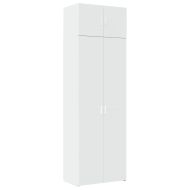 Шкаф за съхранение, бял, 70x42,5x225 см, инженерно дърво