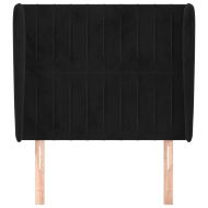 Горна табла за легло с уши, черна, 83x23x118/128 см, кадифе