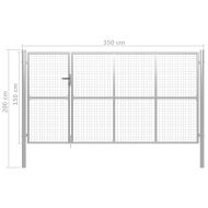 Градинска порта, стомана, 350x150 см, сребриста