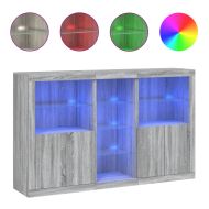 Сайдборд с LED светлини, сив сонома, 162x37x100 см