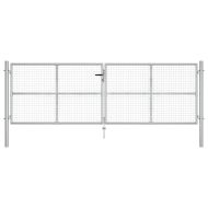 Градинска порта, поцинкована стомана, 400x125 см, сребриста