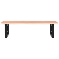 Стенен рафт за мивка, стомана и масивно дърво дъб