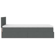 Османска легло с матрак, тъмносиво, 80x200 см, плат