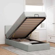 Османска легло с матрак, светлосиво, 80x200 см, кадифе