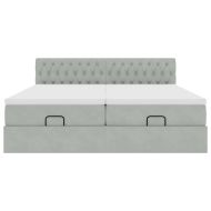 Османска легло с матраци, светлосиво, 160x200 см, кадифе