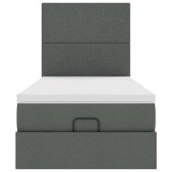 Османска легло с матрак, тъмносиво, 80x200 см, плат