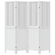 Разделител за стая, 4 панела, бял, дърво пауловния масив