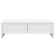 Стойка за монитор с чекмеджета бяла 50x27x15 см инженерно дърво