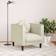 Фотьойл с възглавница, кремав, кадифе