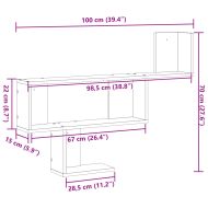 Стенен рафт, дъб артизан, 100x15x70 см, инженерно дърво