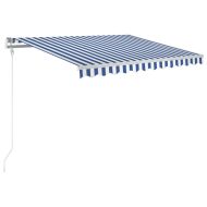 Автоматично прибиращ се сенник, 300x250 см, синьо и бяло