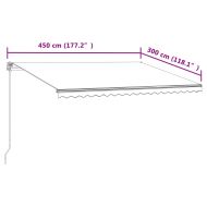 Автоматично прибиращ се сенник, 450x300 см, жълто и бяло