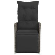 Накланящ се градински стол с възглавници, полиратан, сив