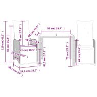 Градински бистро комплект с възглавници 3 части сив полиратан