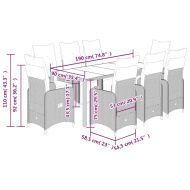 Градински бистро комплект с възглавници 9 части кафяв полиратан