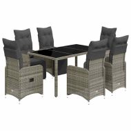 Градински бистро комплект с възглавници 7 части сив полиратан