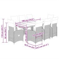 Градински бистро комплект с възглавници 9 части черен полиратан