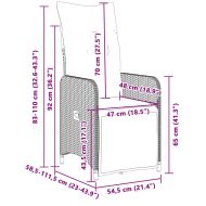 Градински бистро комплект с възглавници 9 части черен полиратан