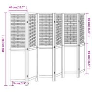 Разделител за стая, 6 панела, тъмнокафяв, дърво пауловния масив