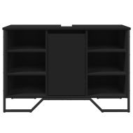 Шкаф за мивка за баня, черен, 91x35x60 см, инженерно дърво