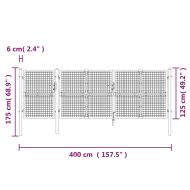 Градинска мрежеста порта, антрацит, 400x125 см, поцинкована стомана