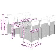 Градински бистро комплект с възглавници 7 части сив полиратан